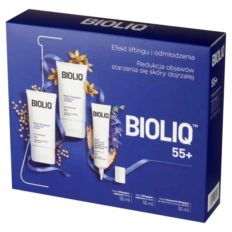 Bioliq 55+, zestaw: krem na dzień – 50 ml + krem na noc – 50 ml + krem do skóry wokół oczu – 30 ml