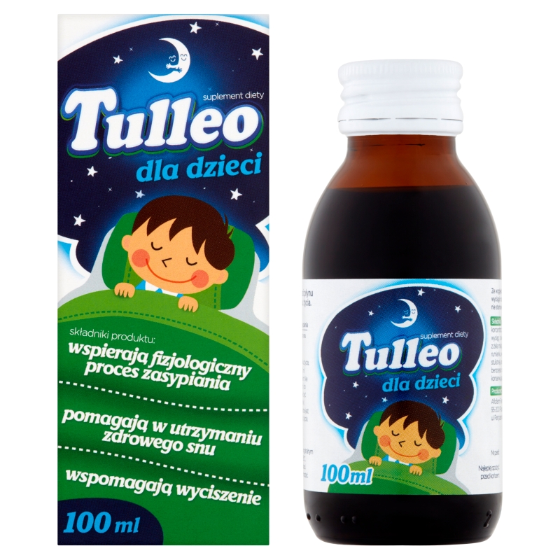 Tulleo, płyn doustny ze składnikami wspierającymi w problemach z zasypianiem u dzieci, 100 ml