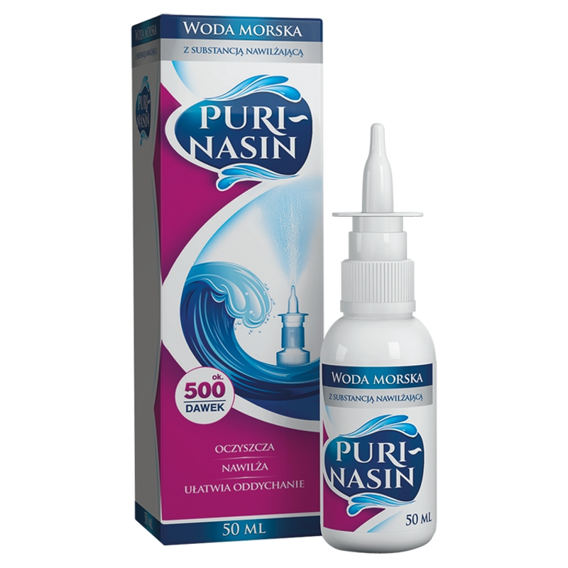 Puri-nasin, spray ułatwiający oddychanie i nawilżający z wodą morską, 50 ml