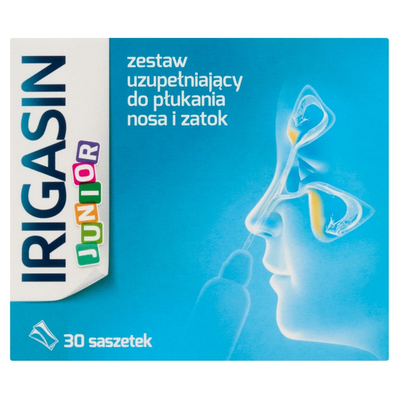 Irigasin Junior, zestaw uzupełniający do płukania nosa i zatok, 30 sasz.
