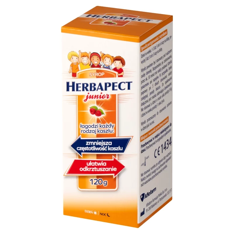 Herbapect junior, syrop na kaszel dla dzieci o smaku malinowym, butelka 120 g