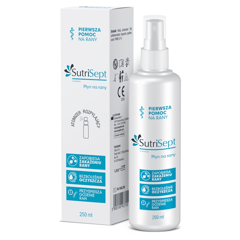 SutriSept płyn do oczyszczania ran i oparzeń w sprayu, 250 ml