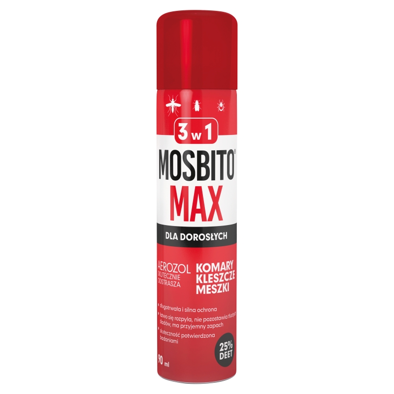 Mosbito MAX, spray odstraszający komary meszki i kleszcze, 90 ml