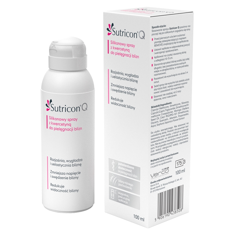 Sutricon Q, spray silikonowy z kwercetyną do pielęgnacji blizn, 100 ml