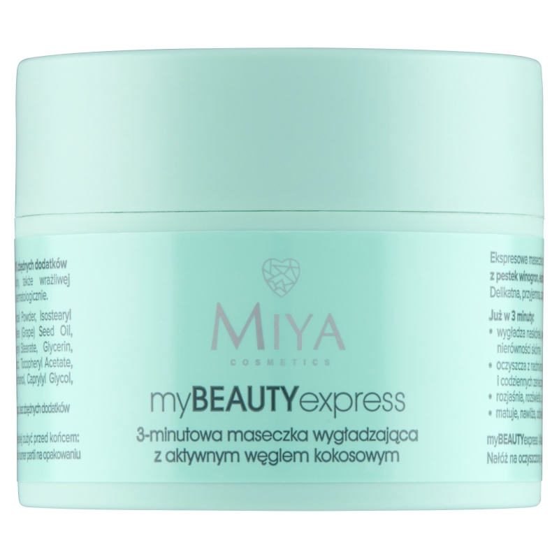 Miya myBEAUTYexpress, maseczka 3-minutowa, wygładzająca z aktywnym węglem kokosowym, 50 g