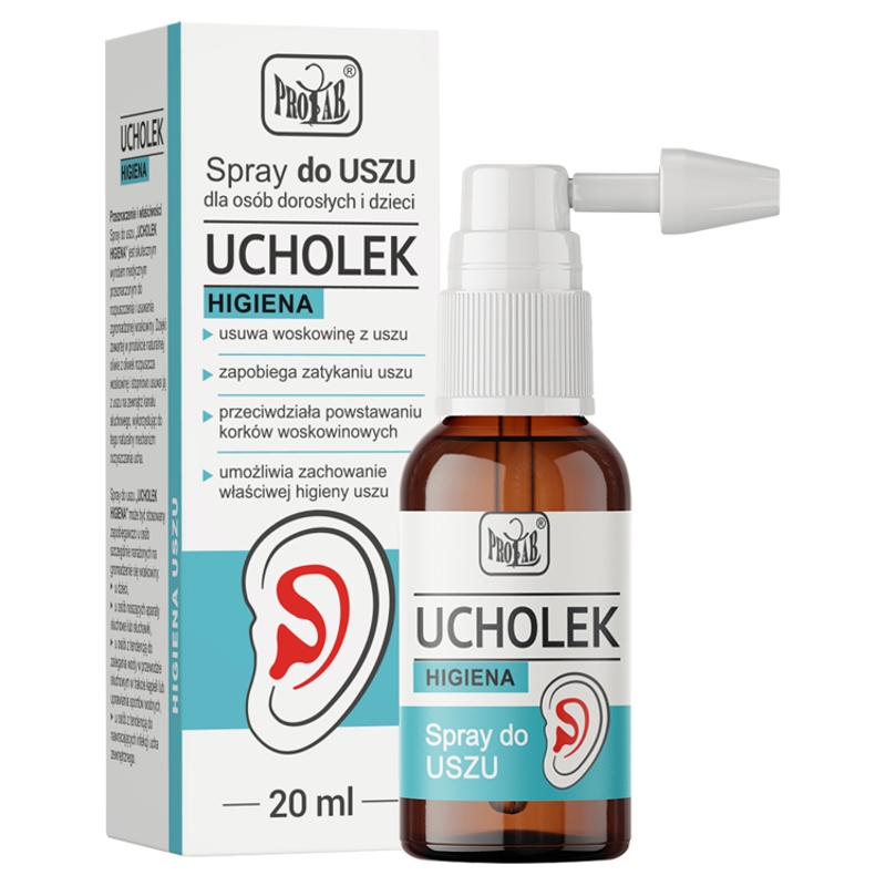 Ucholek Higiena , spray do usuwania woskowiny, zapobieganiu zatykania uszu, 20 ml