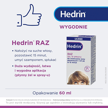 Hedrin RAZ, żel w sprayu na wszawicę, butelka z atomizerem 60 ml