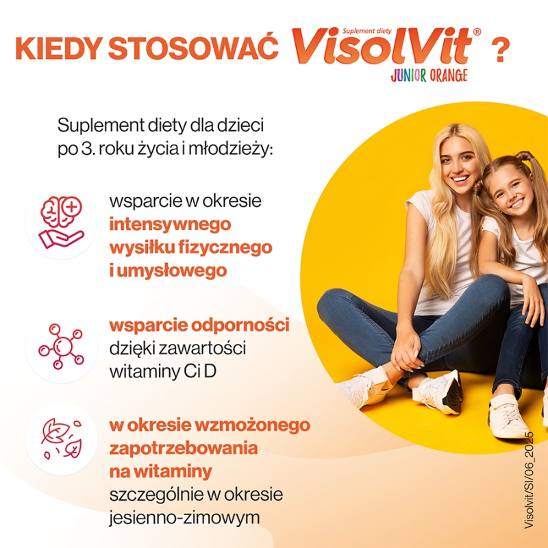 VisolVit Junior Orange, granulat ze składnikami uzupełniającymi codzienną dietę w witaminy, 30 sasz.