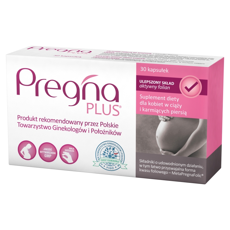 Pregna Plus kapsułki uzupełniające dietę w witaminy minerały i kwasy omega-3, dla kobiet w ciąży i karmiących piersią, 30 szt.