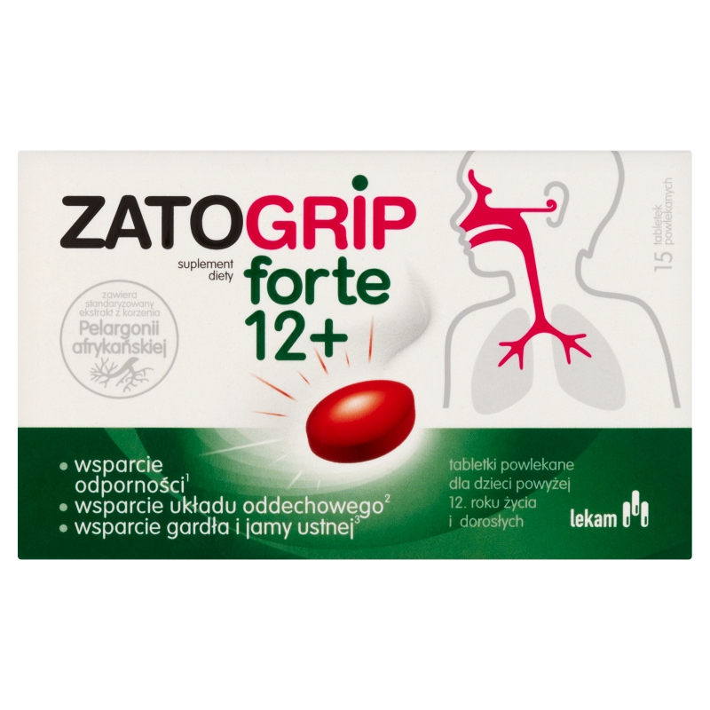 Zatogrip forte 12+ tabletki powlekane ze składnikami wzmacniającymi odporność, 15 szt.