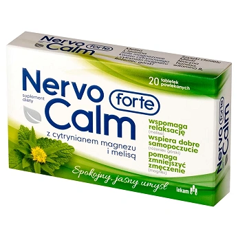 NervoCalm Forte, tabletki powlekane ze składnikami, które pomagają redukować napięcie nerwowe, 20 szt.