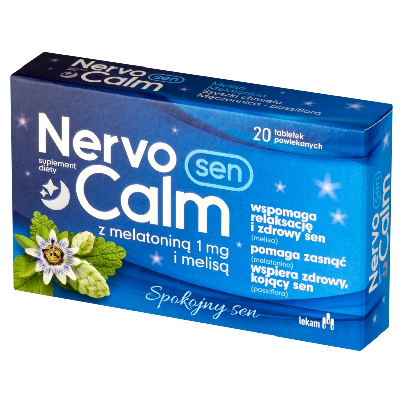 NervoCalm Sen, tabletki powlekane ze składnikami ułatwiającymi zasypianie, 20 szt.