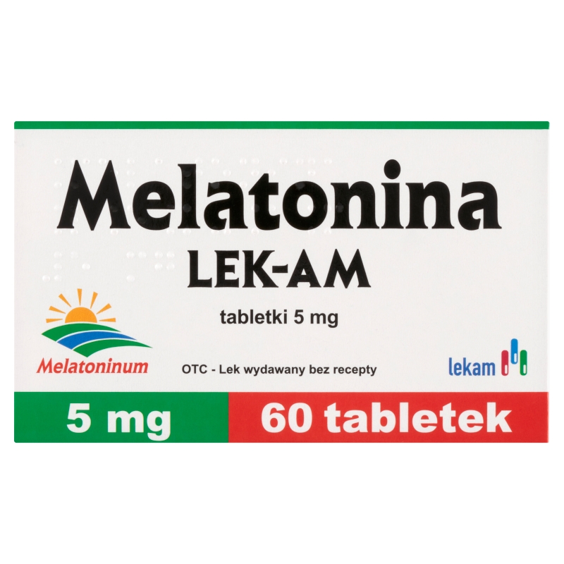 Melatonina LEK-AM 5 mg, tabletki z melatoniną wspomagające w zasypianiu, 60 szt.