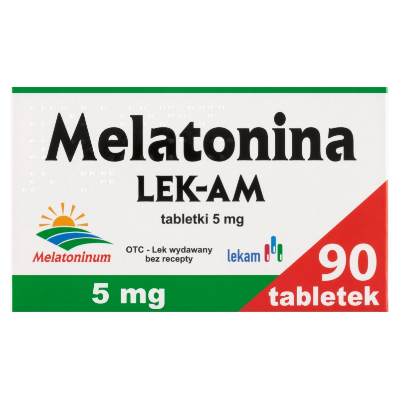 Melatonina LEK-AM 5 mg, tabletki z melatoniną wspomagające w zasypianiu, 90 szt.