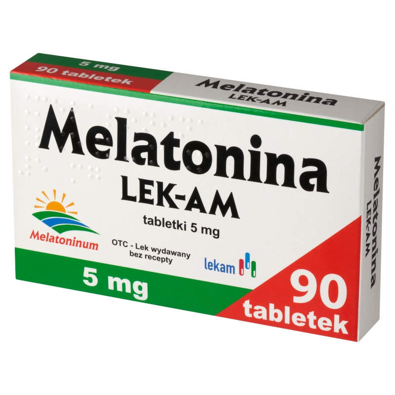 Melatonina LEK-AM 5 mg, tabletki z melatoniną wspomagające w zasypianiu, 90 szt.