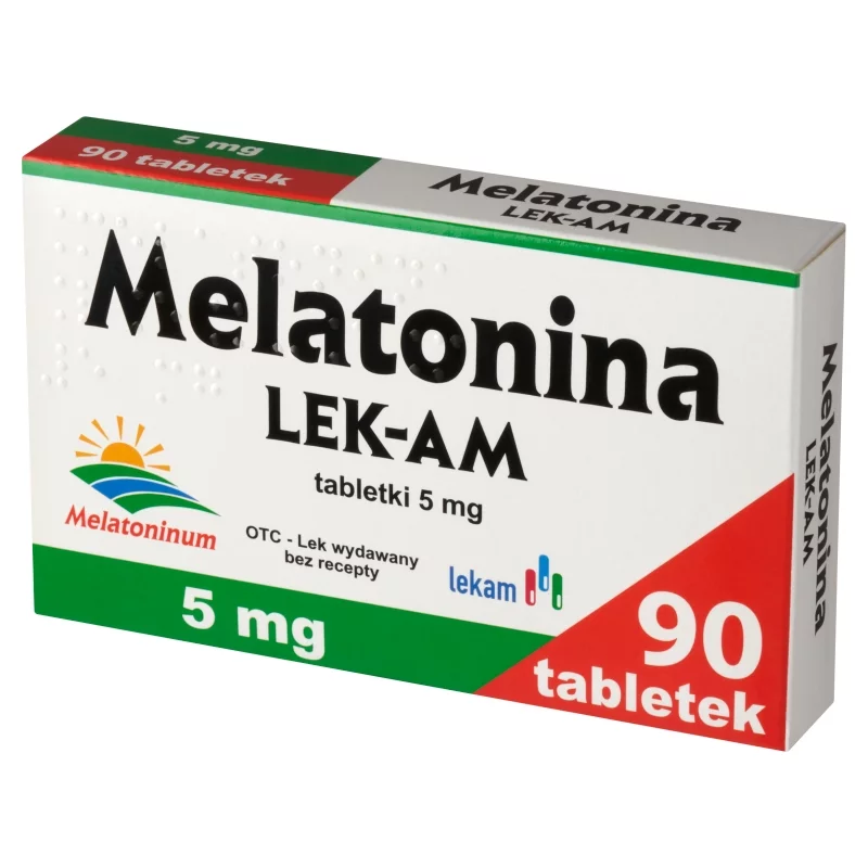 Melatonina LEK-AM 5 mg, tabletki z melatoniną wspomagające w zasypianiu, 90 szt.