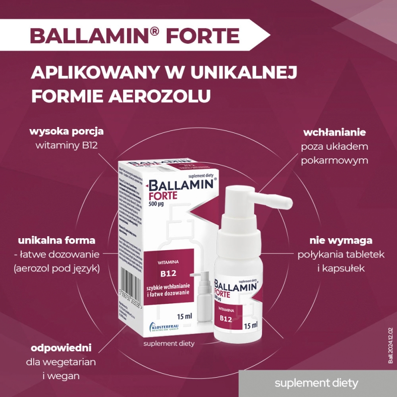 Ballamin Forte, spray doustny z witaminą B12, 15 ml