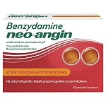 Neo-Angin Benzydamine 20 pastylek, smak miodowo-pomarańczowy