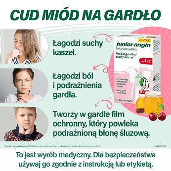 Junior-Angin, spray do gardła o smaku wiśniowym, 20 ml