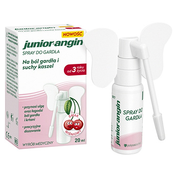 Junior-Angin, spray do gardła o smaku wiśniowym, 20 ml