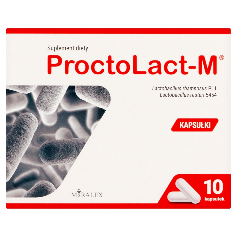 ProctoLact-M, kapsułki ze składnikami wspomagającymi prawidłowe funkcjonowanie mikrobioty jelitowej, 10 szt.
