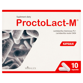 ProctoLact-M, kapsułki ze składnikami wspomagającymi prawidłowe funkcjonowanie mikrobioty jelitowej, 10 szt.