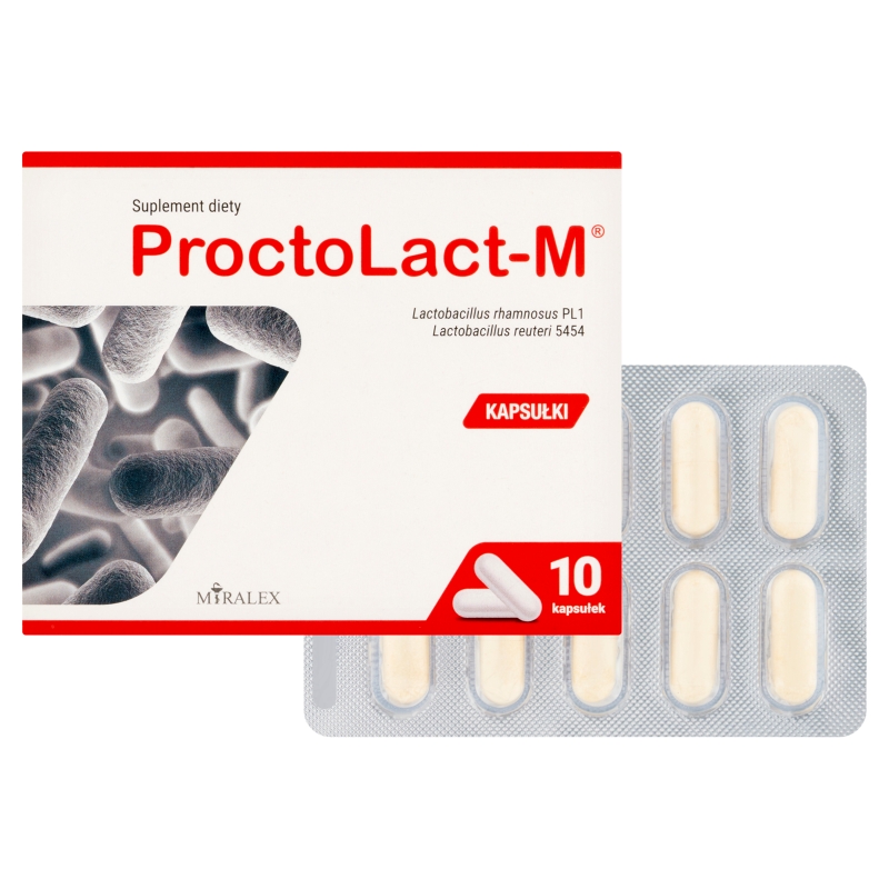 ProctoLact-M, kapsułki ze składnikami wspomagającymi prawidłowe funkcjonowanie mikrobioty jelitowej, 10 szt.