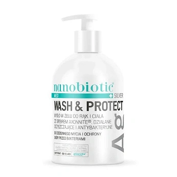 Nanobiotic MED Silver Wash & Protect, mydło w żelu do rąk i ciała ze srebrem, 500 ml