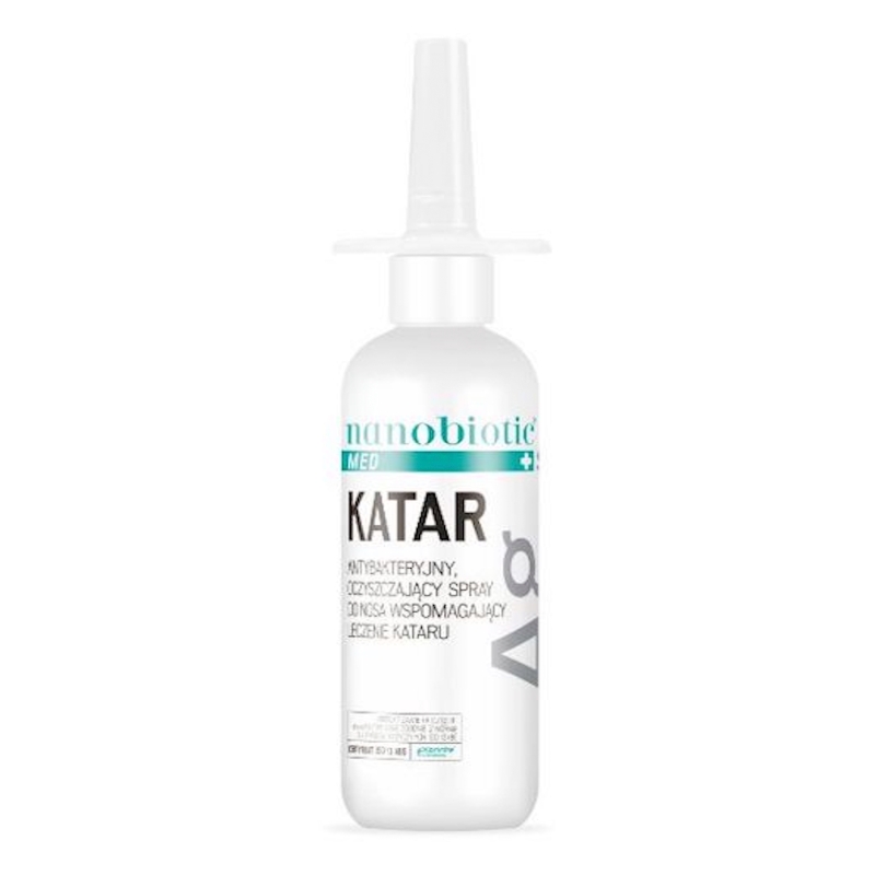 Nanobiotic Med. Silver Katar, spray zapewnia ochronę antybakteryjną nosa i zatok oraz wspomaga leczenie kataru, 30 ml