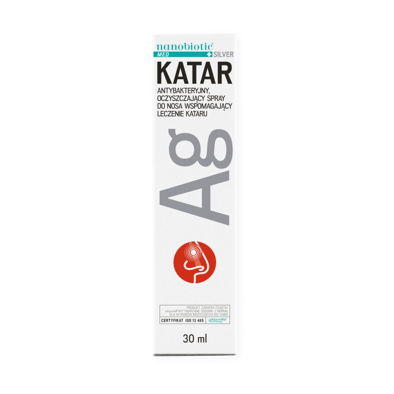 Nanobiotic Med. Silver Katar spray zapewnia ochronę antybakteryjną nosa i zatok oraz wspomaga leczenie kataru, 30 ml
