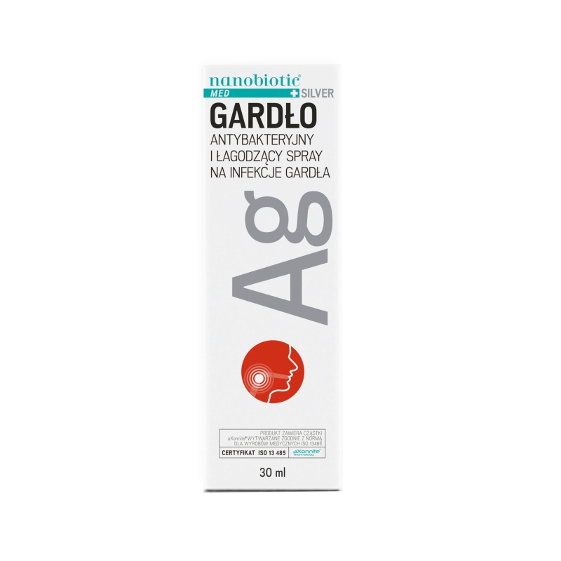 Nanobiotic Med Silver Gardło  spray wspomagający zwalczanie infekcje bakteryjne gardła, 30 ml