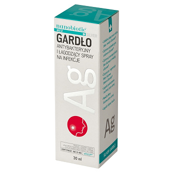 Nanobiotic Med Silver Gardło , spray wspomagający zwalczanie infekcje bakteryjne gardła, 30 ml