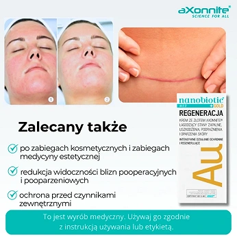 Nanobiotic Gold Skin Repair, krem łagodzący ze złotem, 50 ml