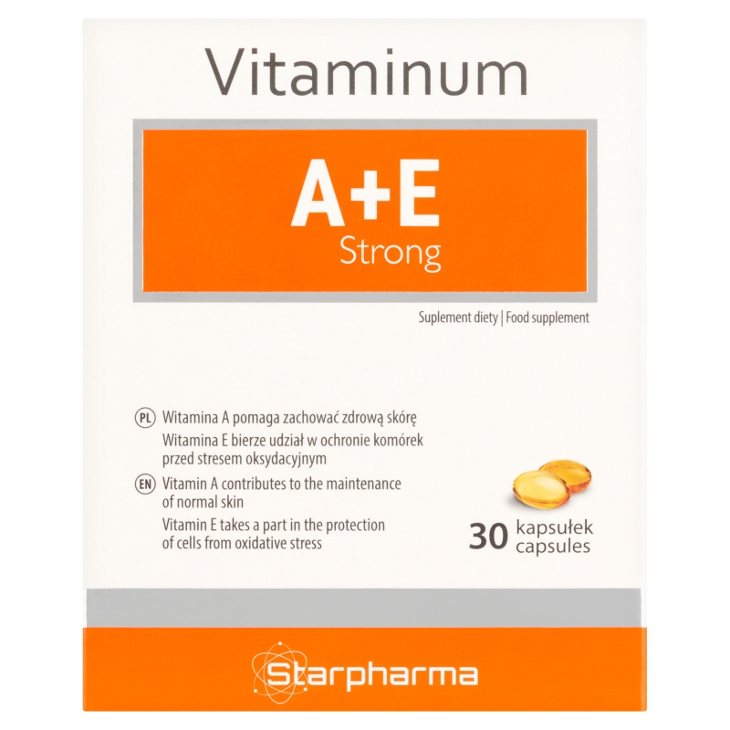 Vitaminum A+E Strong kapsułki ze składnikami wspomagającymi zachować zdrową skórę, 30 szt.