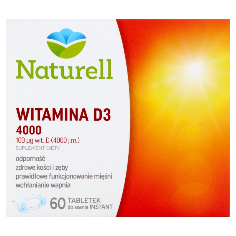 Naturell Witamina D3 4000  tabletki do rozgryzania i żucia, 60 szt.