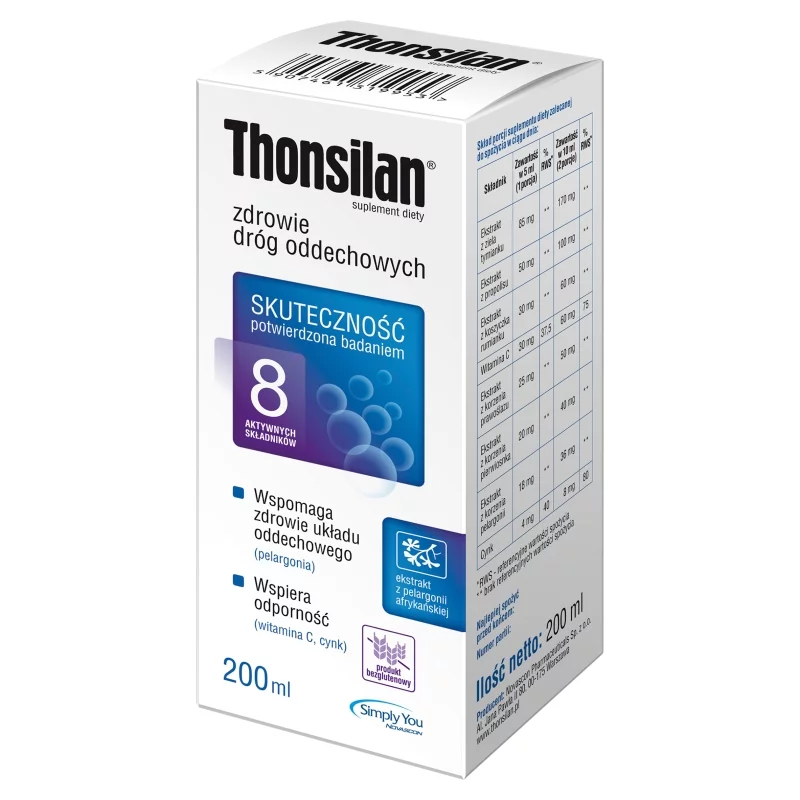 Thonsilan, syrop na prawidłowe funkcjonowanie dróg oddechowych dla dzieci, 200 ml