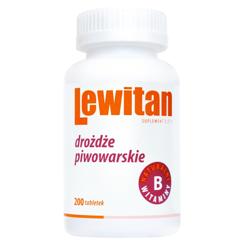 Lewitan drożdże piwowarskie tabletki z naturalnymi witaminami z grupy B, 200 szt.