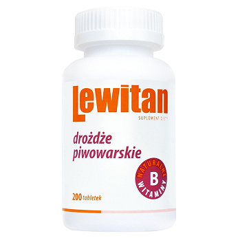 Lewitan drożdże piwowarskie, tabletki z naturalnymi witaminami z grupy B, 200 szt.