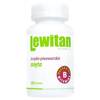 Lewitan z drożdżami piwowarskimi z miętą, tabletki z naturalnymi witaminami z grupy B, 200 szt.