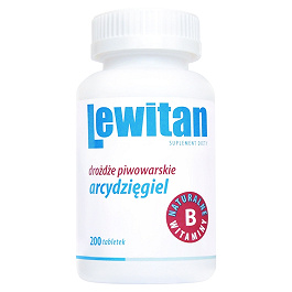 Lewitan drożdzę piwowarskie z arcydzięglem tabletki z naturalnymi witaminami z grupy B, 200 szt.