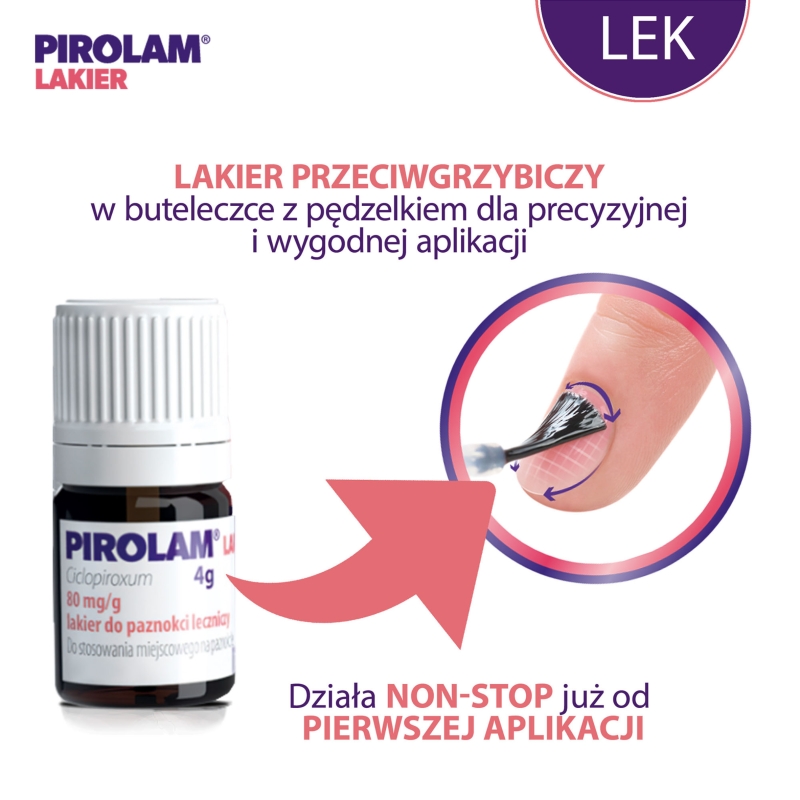 Pirolam Lakier, lakier leczniczy na grzybicę paznokci, butelka 4 g