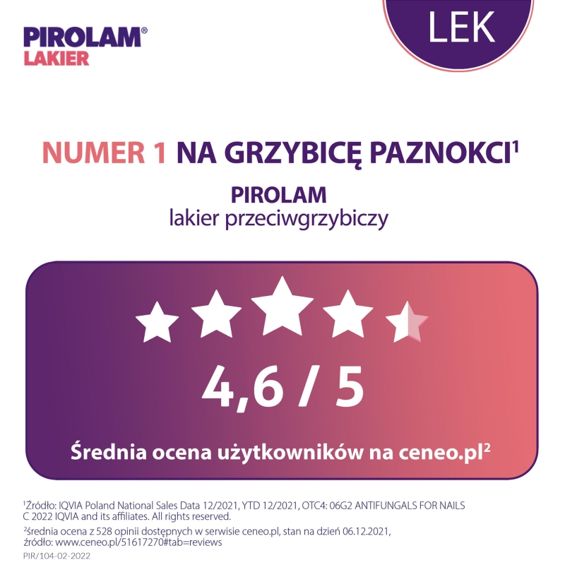Pirolam Lakier, lakier leczniczy na grzybicę paznokci, butelka 4 g