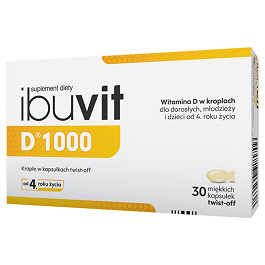 Ibuvit D 1000 kapsułki twist-off ze składnikami na niedobór witaminy D, 30 szt.