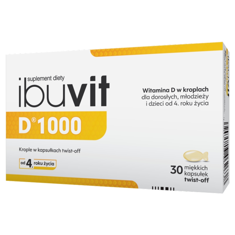 Ibuvit D 1000, kapsułki twist-off ze składnikami na niedobór witaminy D, 30 szt.