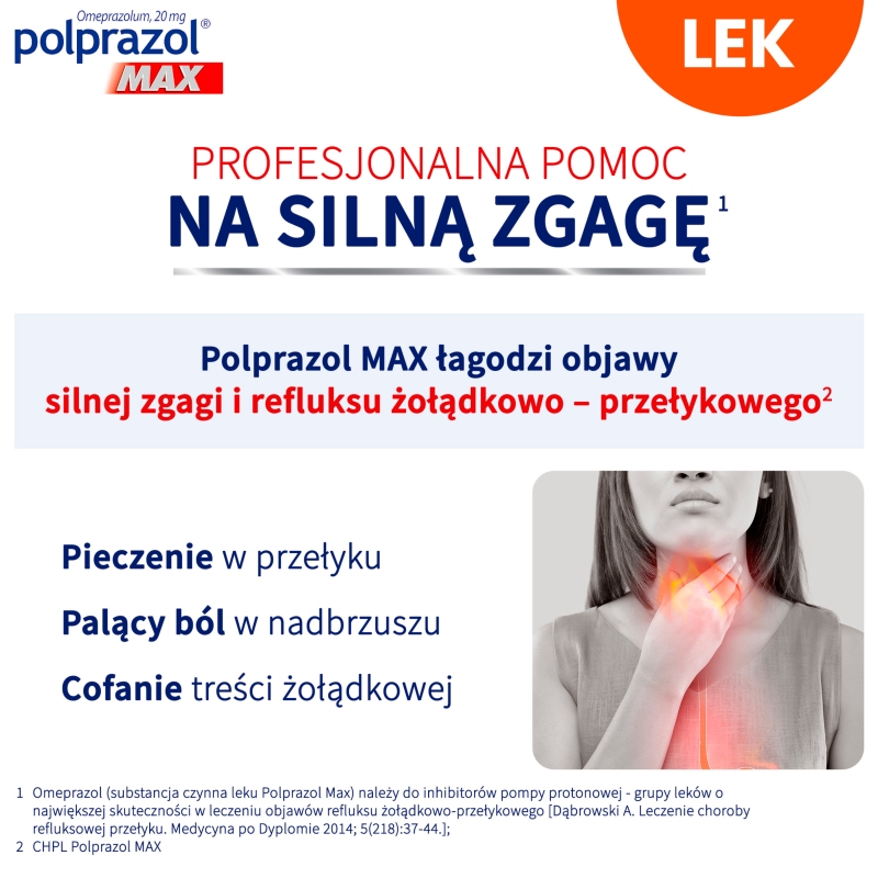 Polprazol Max , kapsułki dojelitowe na zgagę i refluks, 14 szt.