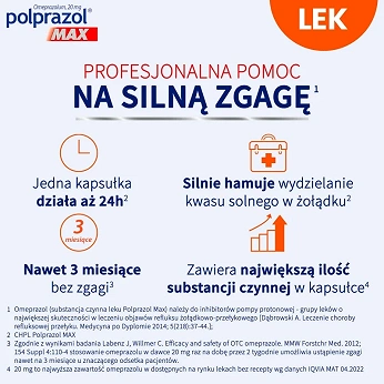 Polprazol Max , kapsułki dojelitowe na zgagę i refluks, 14 szt.
