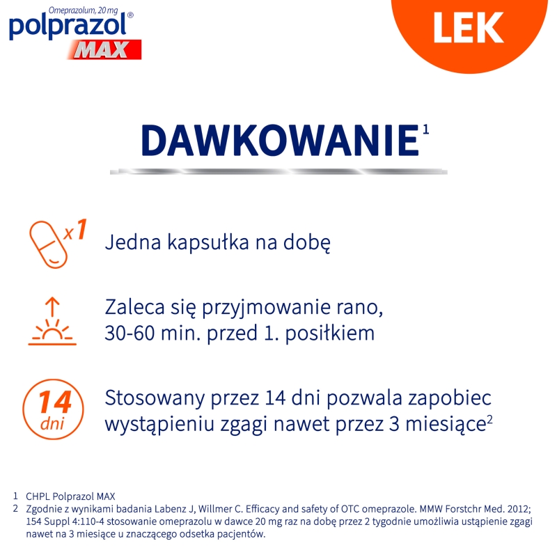 Polprazol Max , kapsułki dojelitowe na zgagę i refluks, 14 szt.
