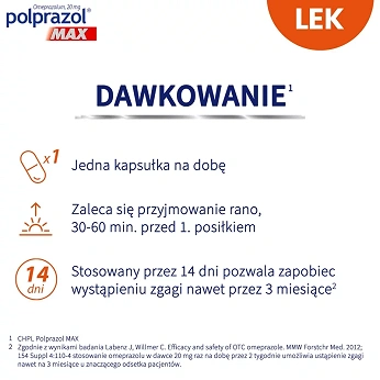 Polprazol Max , kapsułki dojelitowe na zgagę i refluks, 14 szt.