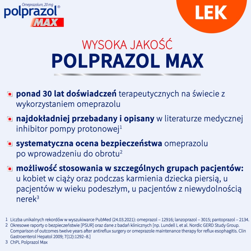 Polprazol Max , kapsułki dojelitowe na zgagę i refluks, 14 szt.