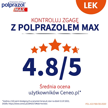 Polprazol Max , kapsułki dojelitowe na zgagę i refluks, 14 szt.